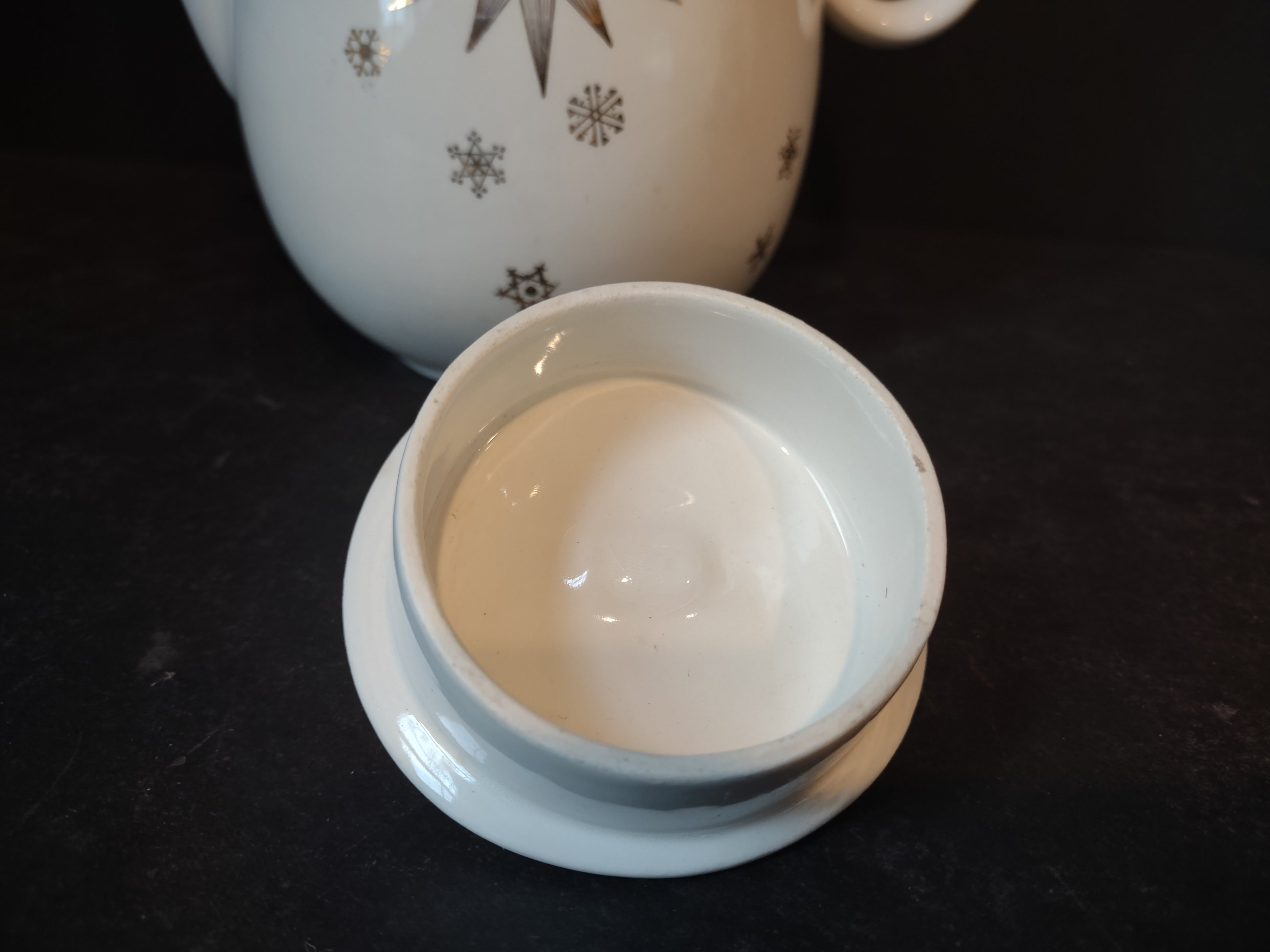 Vintage Gailstyn Golden Stardrift Teapot w/ Lid White Gold [6335]