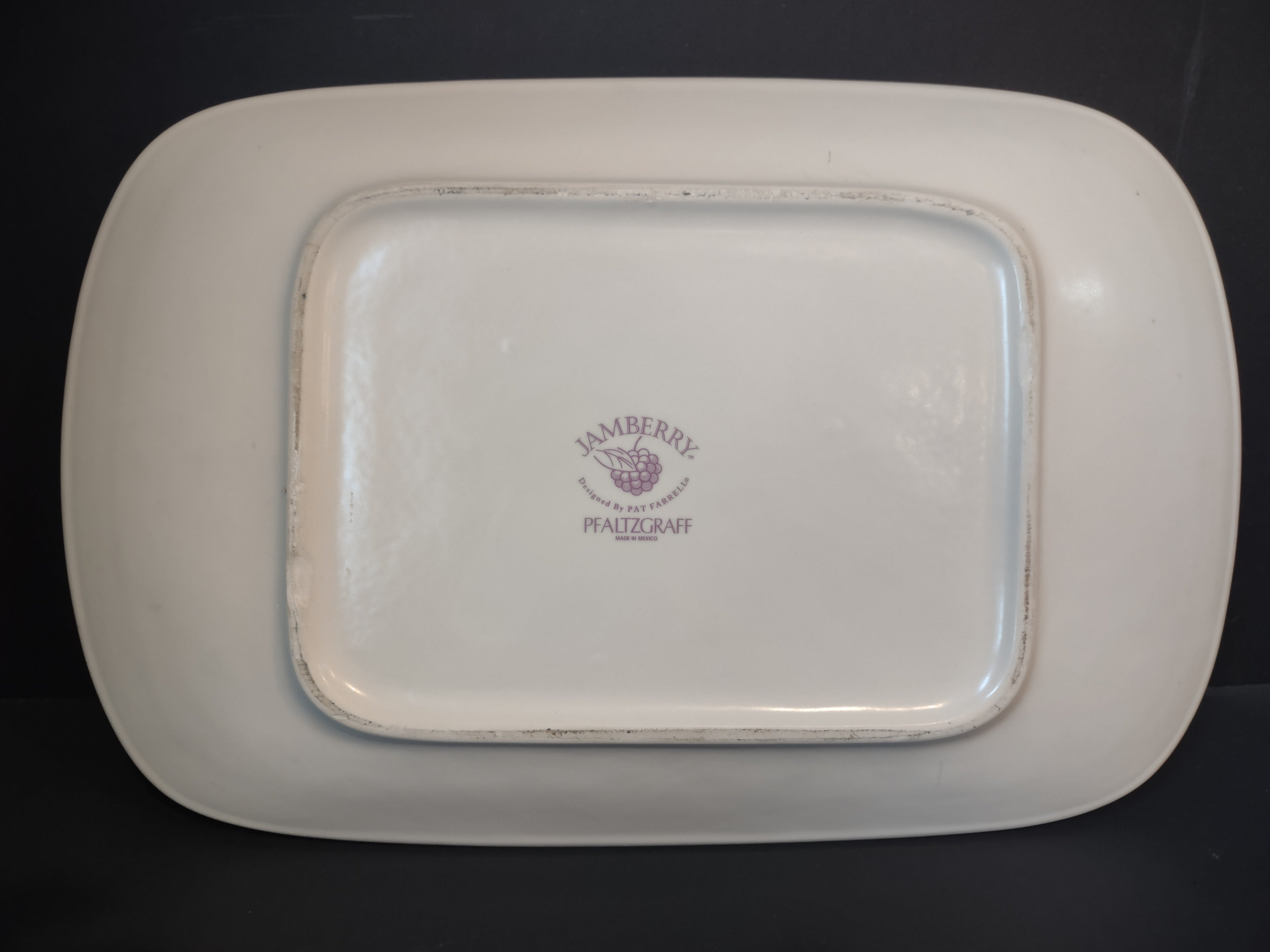 Vintage Pfaltzgraff Serving Platter Basketweave Floral Berry 16" [6336]
