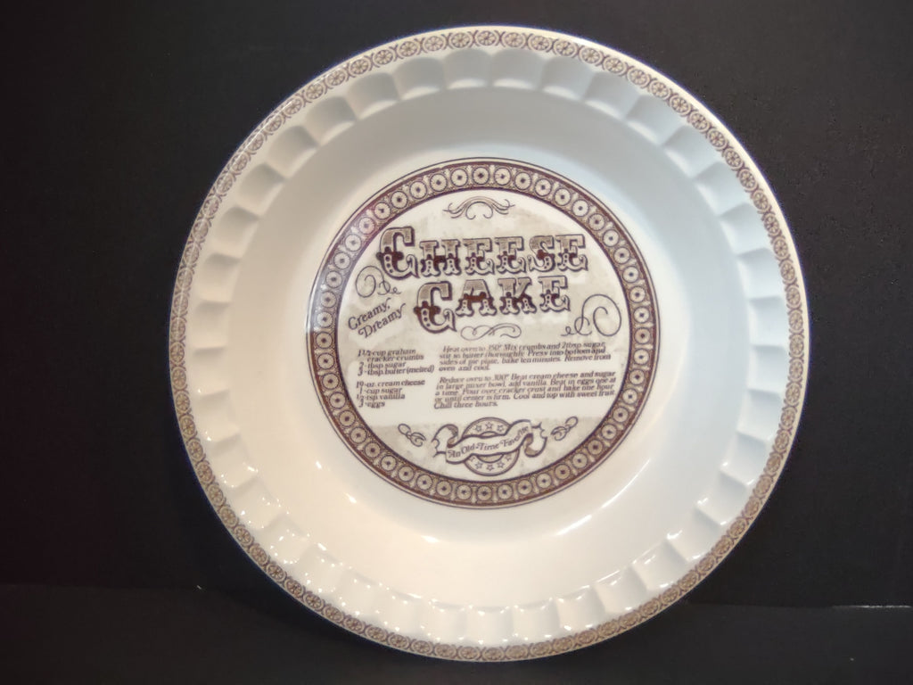 Vintage Royal China Jeannette Cheesecake Recipe Pie Plate 10" [6337]