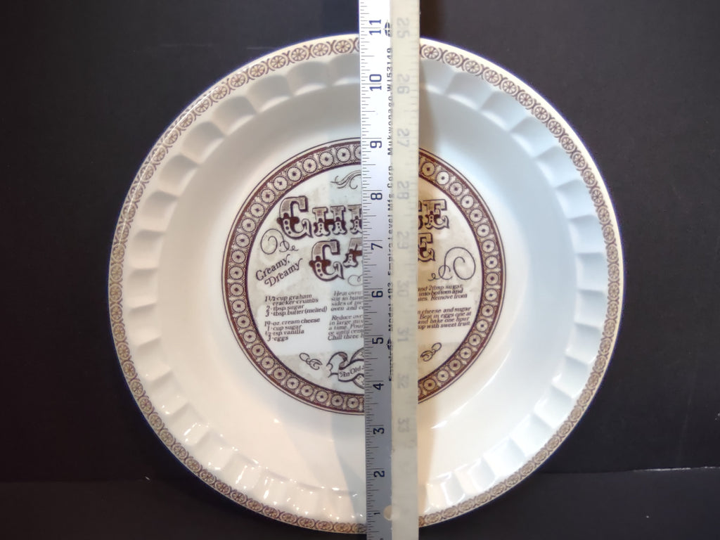 Vintage Royal China Jeannette Cheesecake Recipe Pie Plate 10" [6337]
