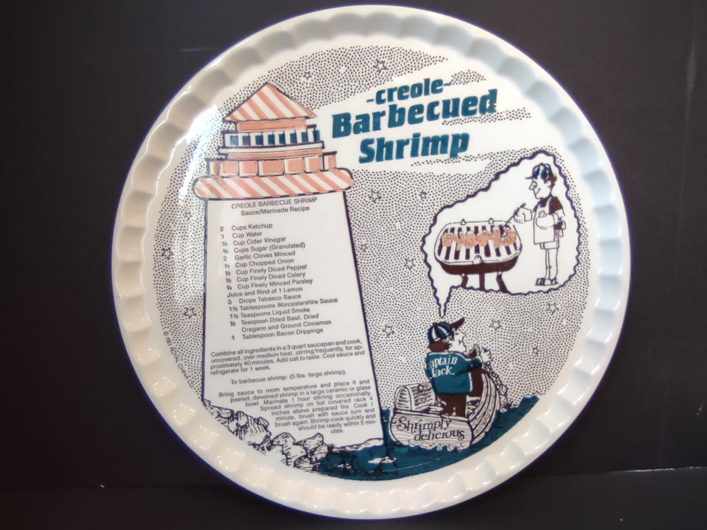 Vintage Royal China Co Creole Barbecued Shrimp Recipe Plate [6338]