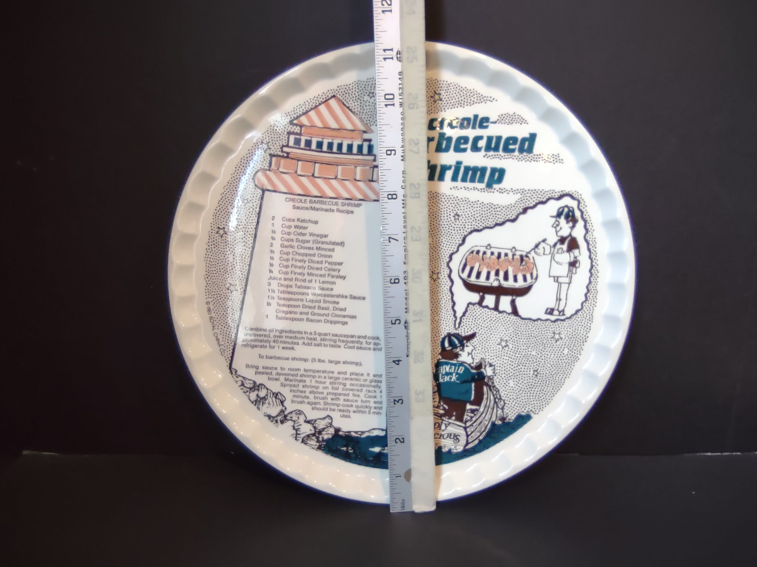Vintage Royal China Co Creole Barbecued Shrimp Recipe Plate [6338]