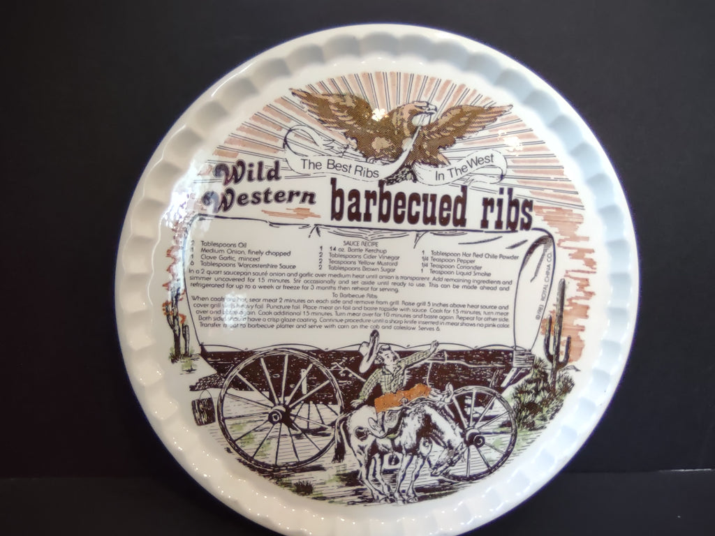 Vintage Royal China Wild Western Barbecued Ribs Recipe Plate 10" 1983 [6339]