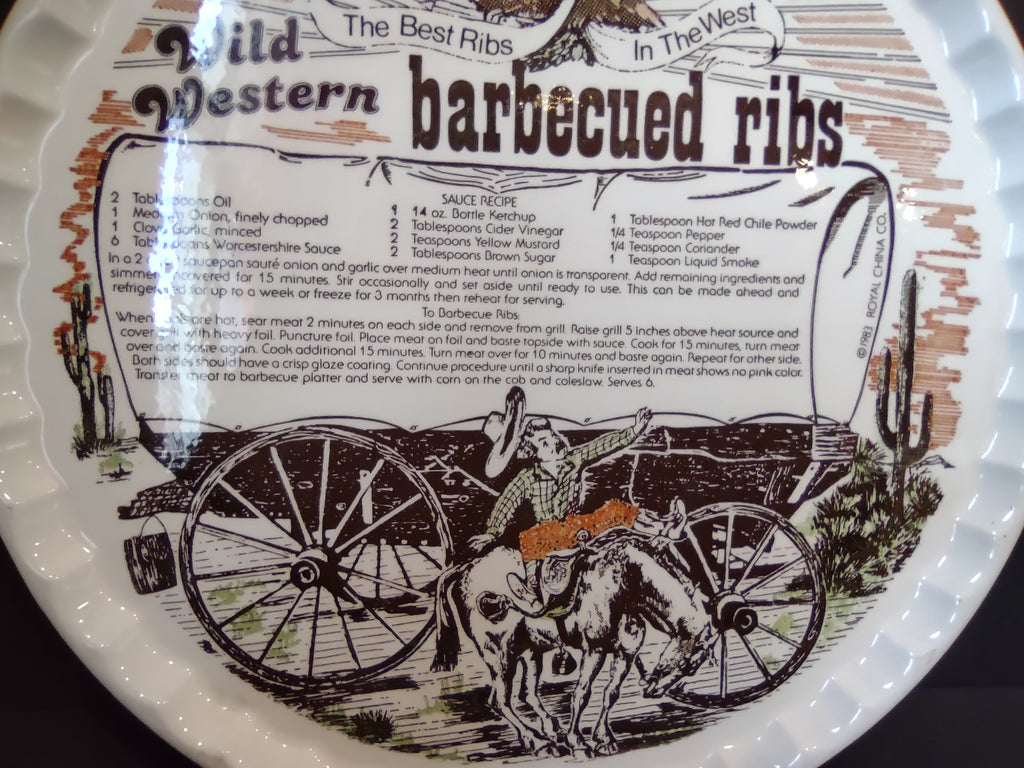 Vintage Royal China Wild Western Barbecued Ribs Recipe Plate 10" 1983 [6339]