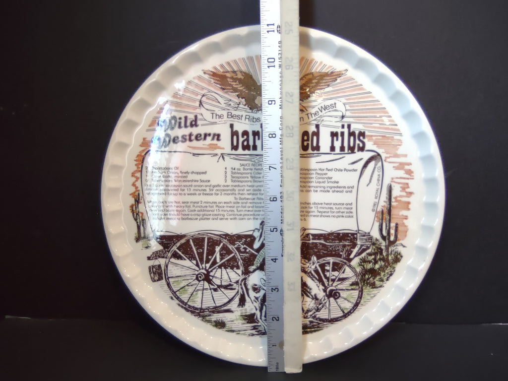 Vintage Royal China Wild Western Barbecued Ribs Recipe Plate 10" 1983 [6339]