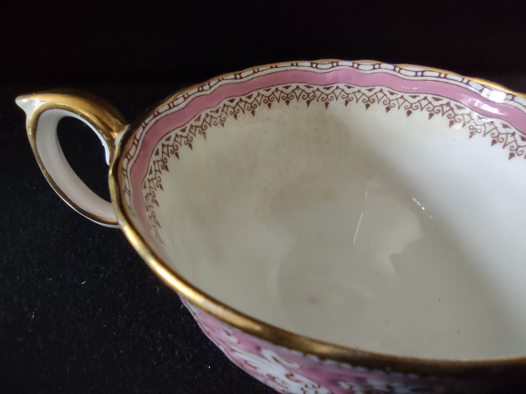 Vintage Staffordshire Ellesmere Pink Gold Tea Cup Bone China England [6297]
