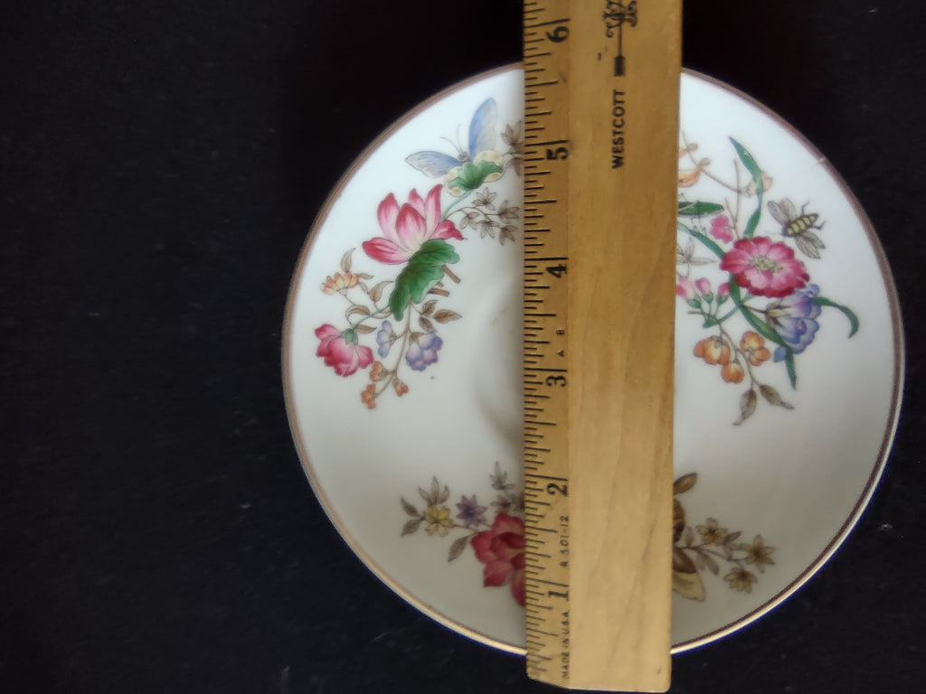 Vintage Wedgwood Floral Butterfly Saucer Bone China England [6298]
