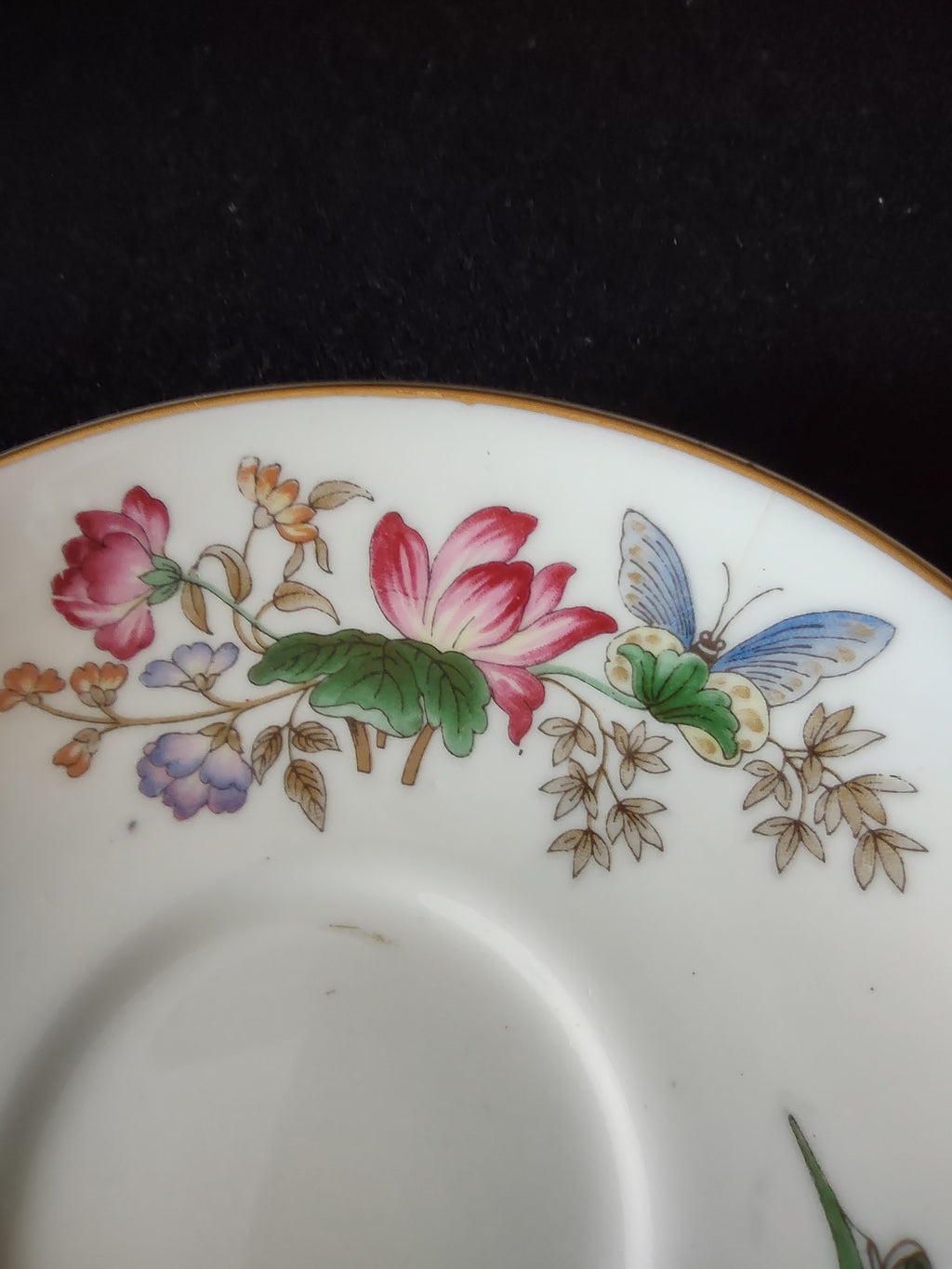 Vintage Wedgwood Floral Butterfly Saucer Bone China England [6298]