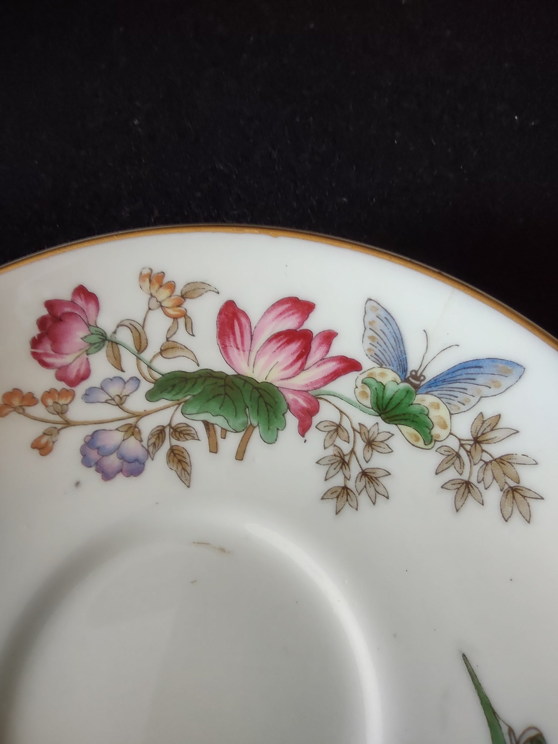 Vintage Wedgwood Floral Butterfly Saucer Bone China England [6298]