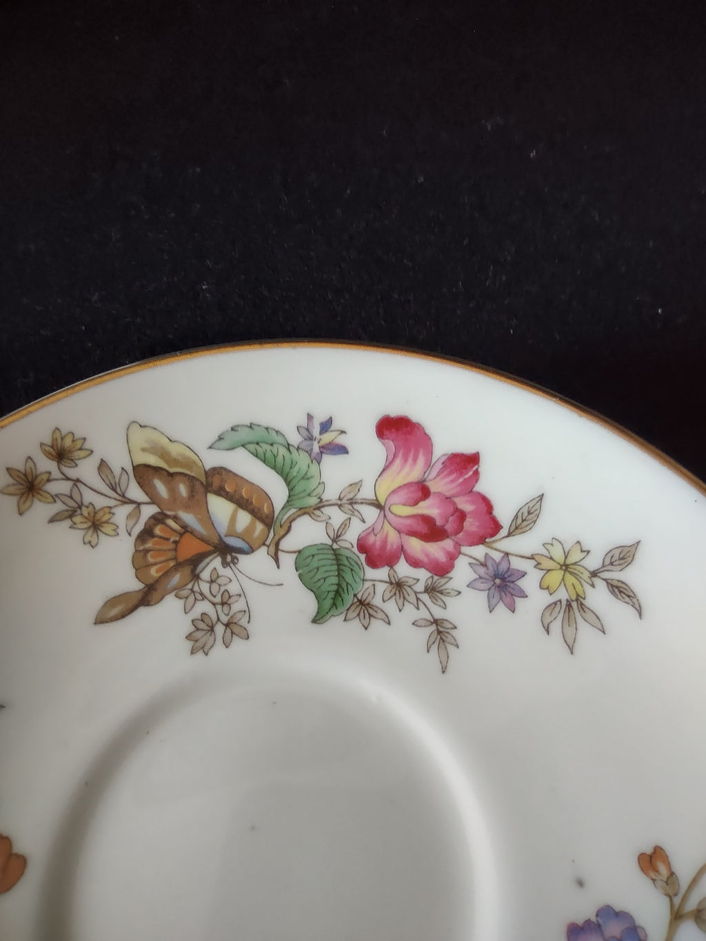 Vintage Wedgwood Floral Butterfly Saucer Bone China England [6298]