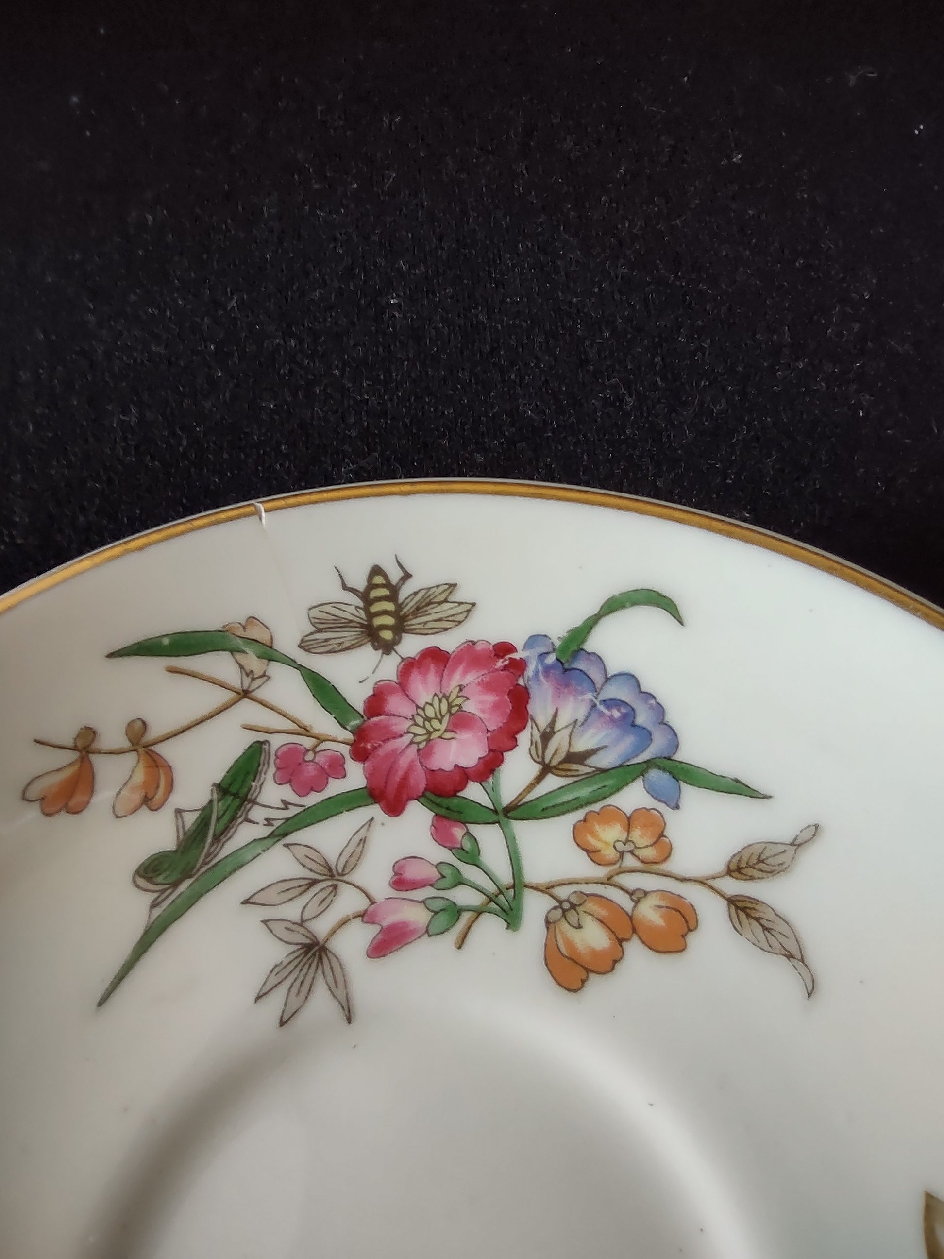 Vintage Wedgwood Floral Butterfly Saucer Bone China England [6298]