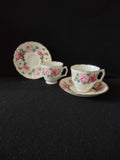 Vintage Staffordshire Trinity Rose Cup Saucer Bone China England Pair [6299]