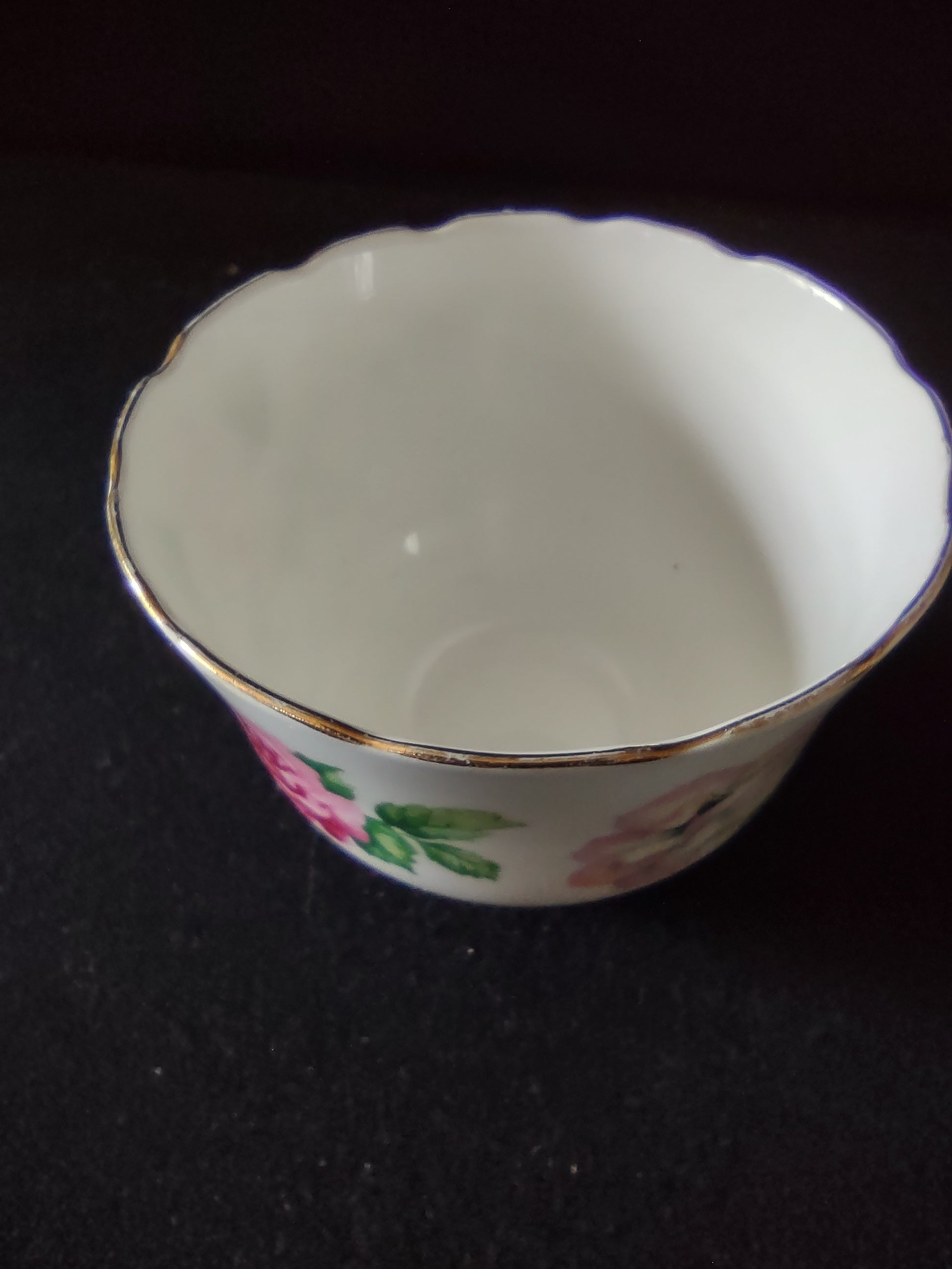 Vintage Staffordshire Trinity Rose Cup Saucer Bone China England Pair [6299]