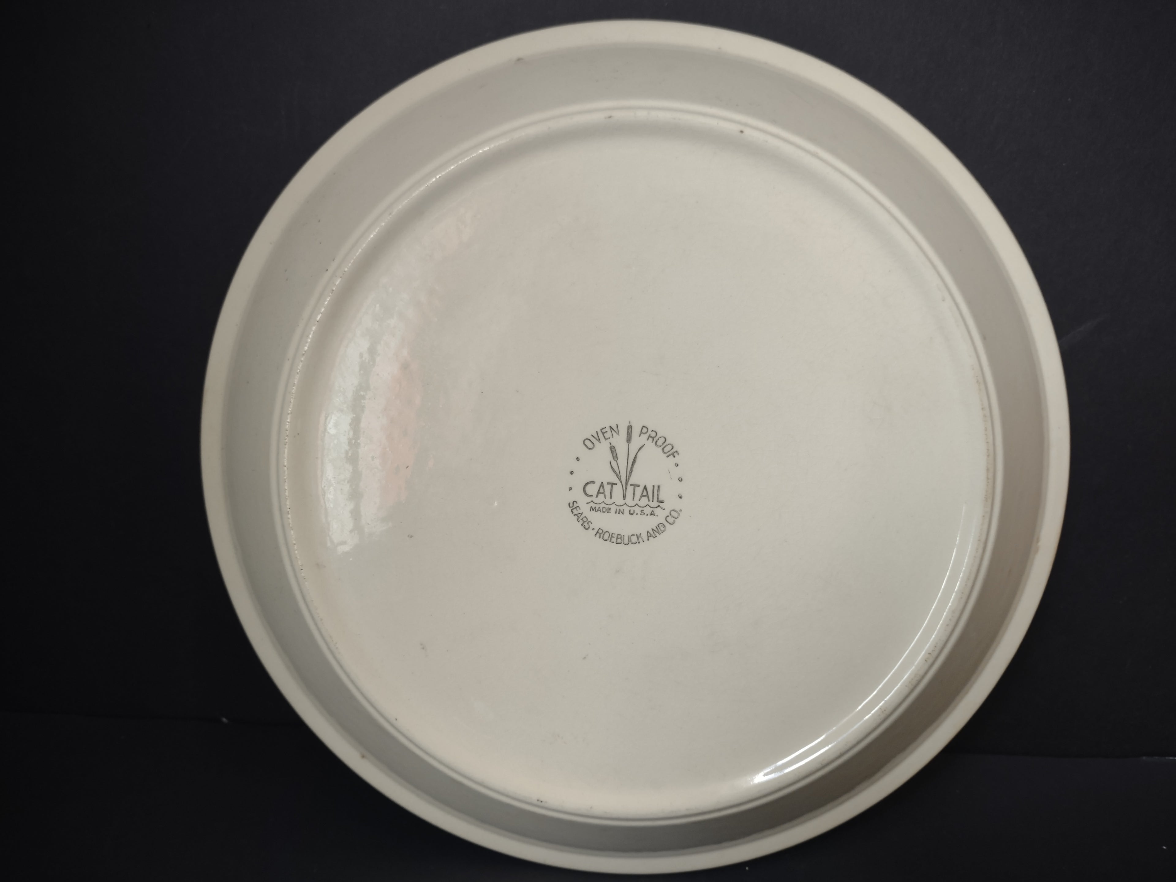 Vintage Sears Cat Tail Oven Proof Dinner Plate 9" Cattail Pattern USA [6354]