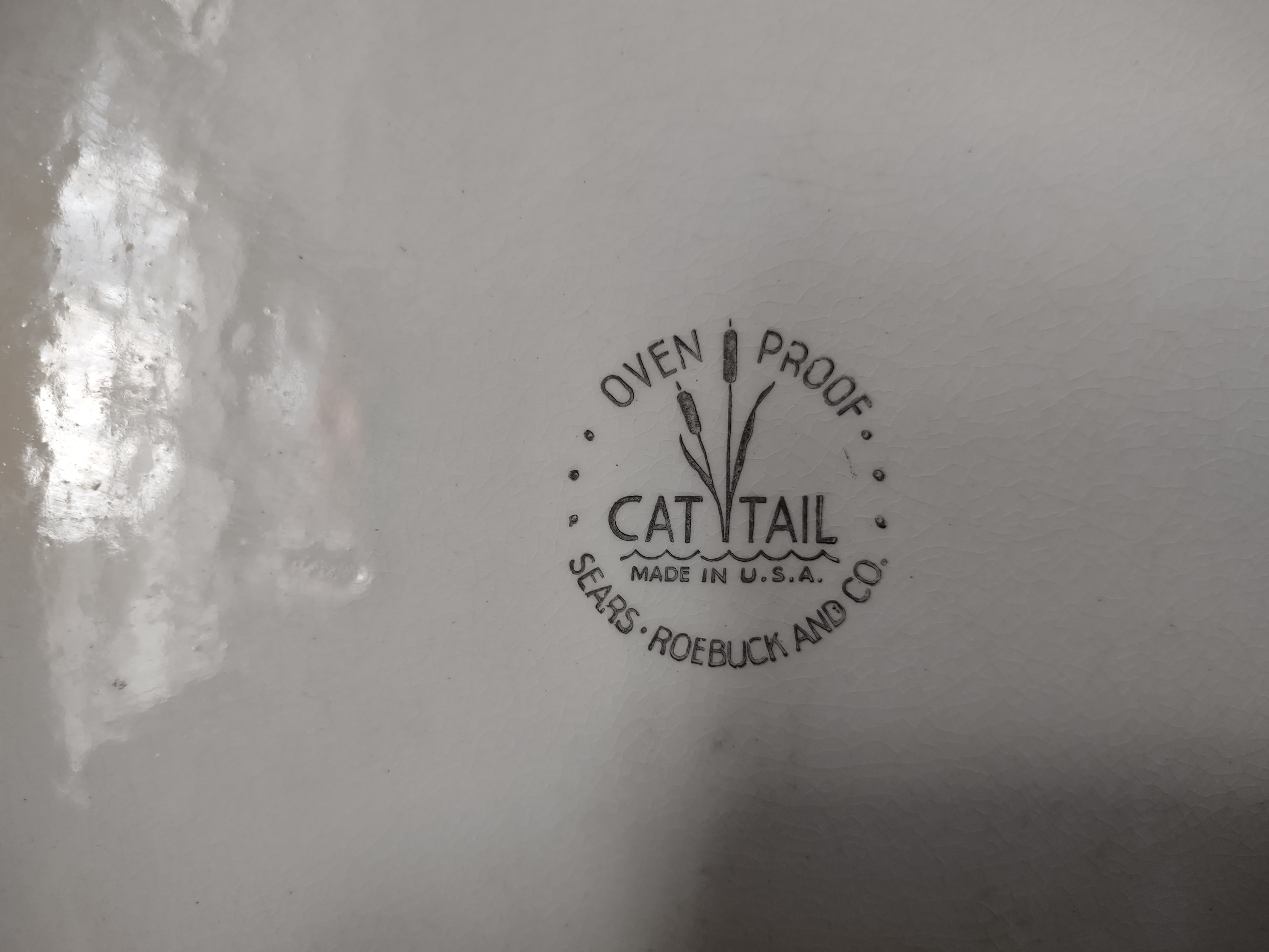Vintage Sears Cat Tail Oven Proof Dinner Plate 9" Cattail Pattern USA [6354]