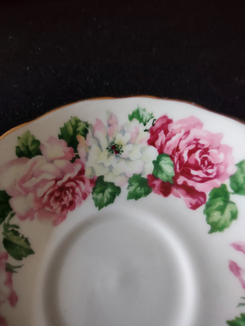 Vintage Crown Staffordshire Trinity Rose Saucer Bone China England [6300]