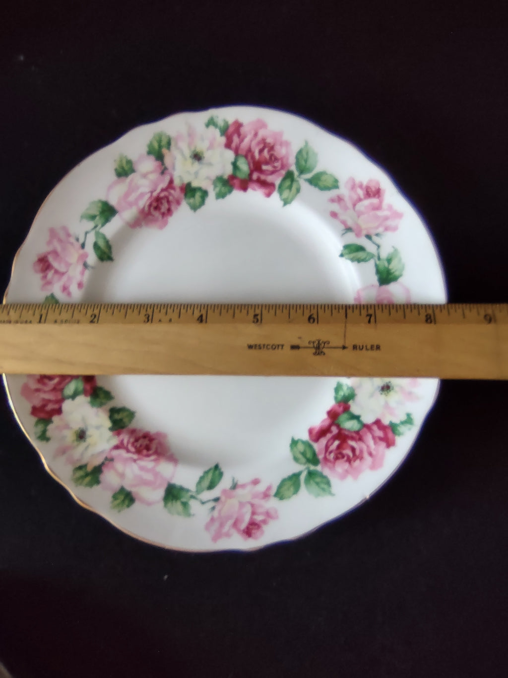 Vintage Staffordshire Trinity Rose Salad Plates Bone China England x5 [6301]