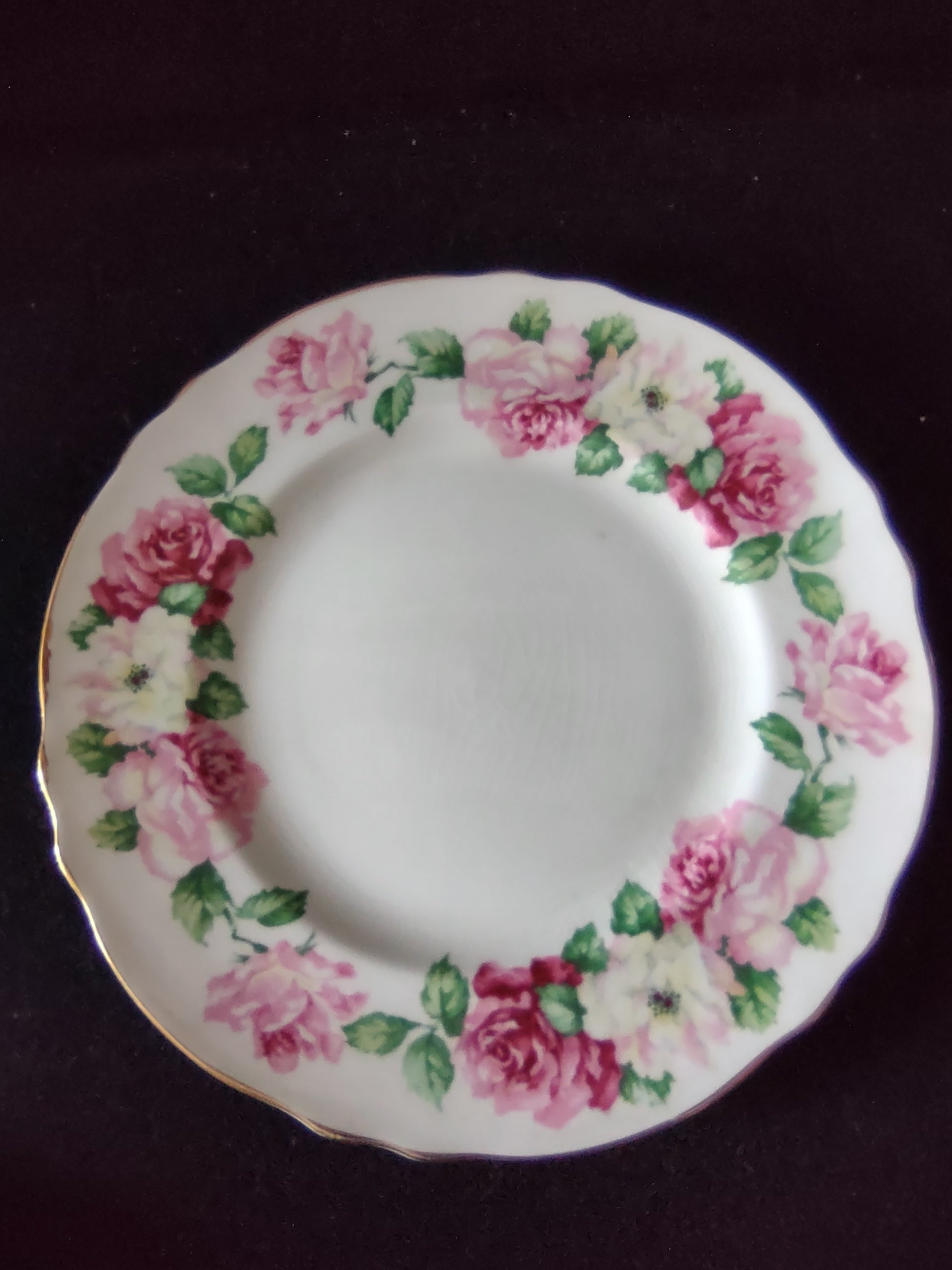 Vintage Staffordshire Trinity Rose Salad Plates Bone China England x5 [6301]