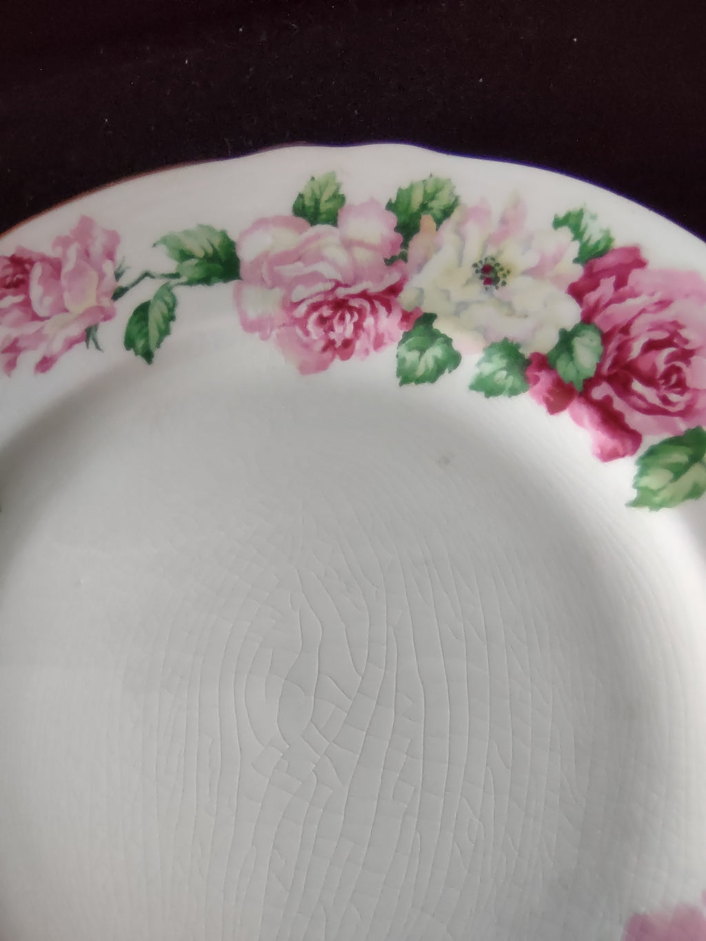 Vintage Staffordshire Trinity Rose Salad Plates Bone China England x5 [6301]