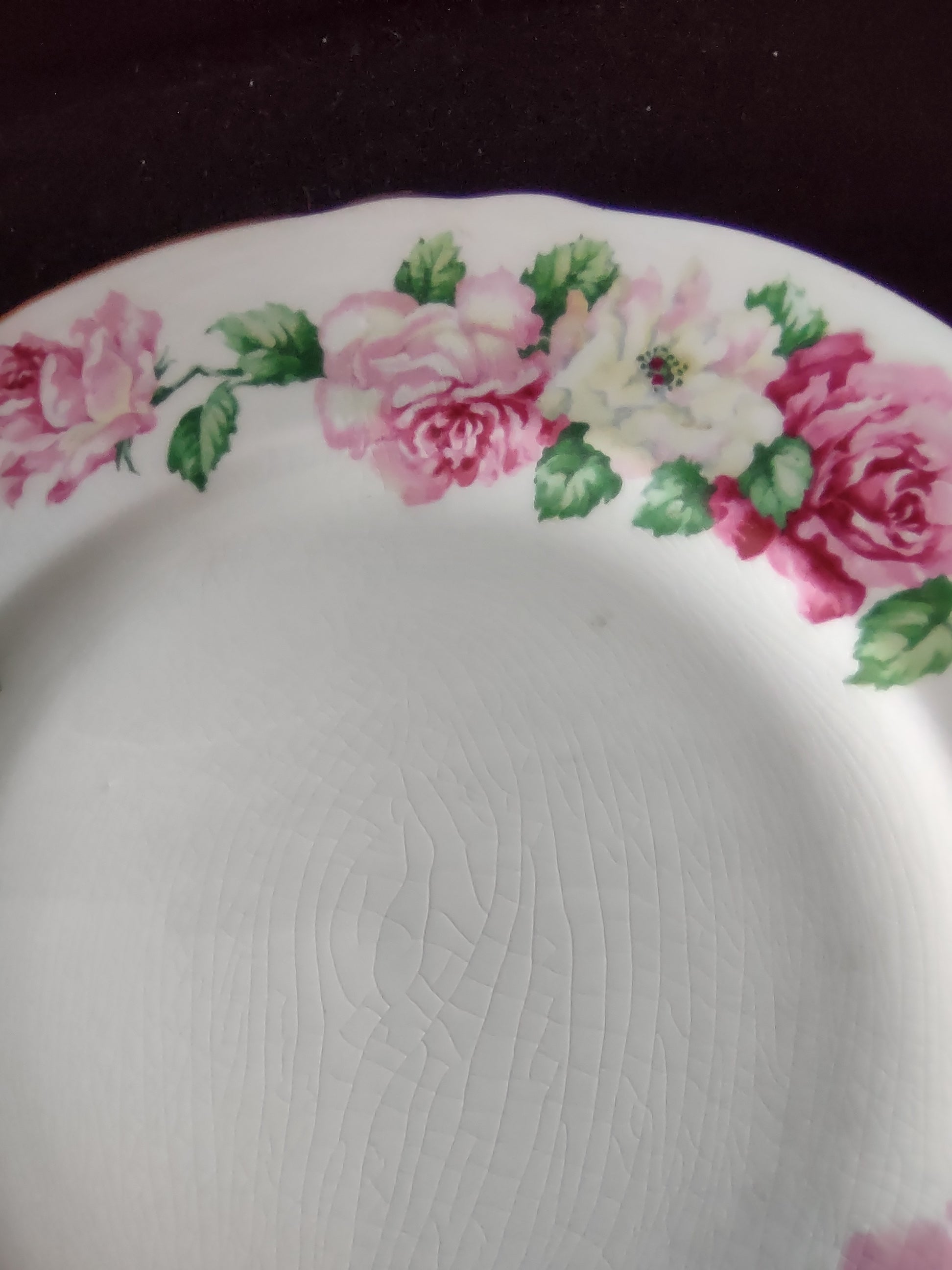 Vintage Staffordshire Trinity Rose Salad Plates Bone China England x5 [6301]