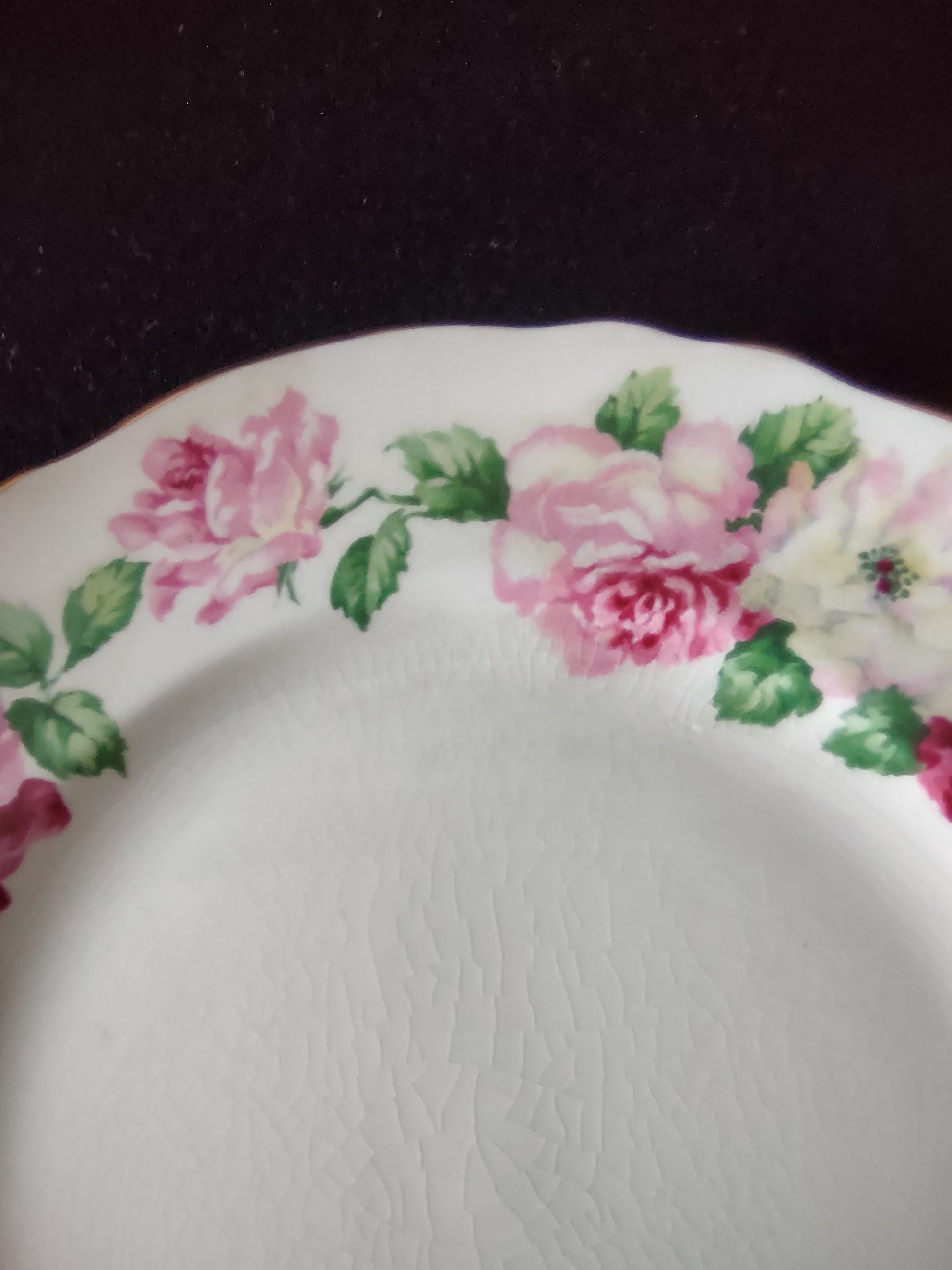 Vintage Staffordshire Trinity Rose Salad Plates Bone China England x5 [6301]