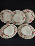 Vintage Staffordshire Trinity Rose Salad Plates Bone China England x5 [6301]