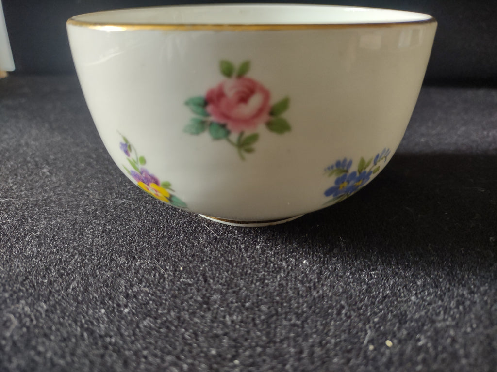 Vintage Staffordshire Rose Pansy Mini Open Sugar Bowl Bone China England [6302]