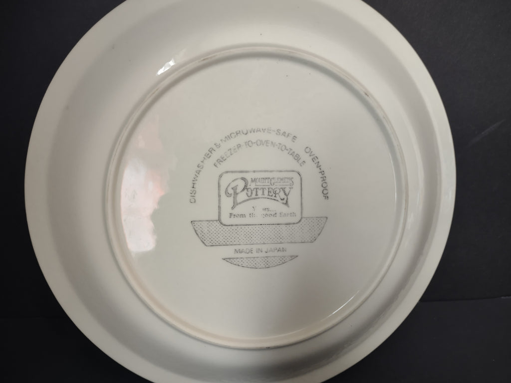 Vintage Apple Pie Recipe Pottery Plate Green Brown Transfer Japan [6356]