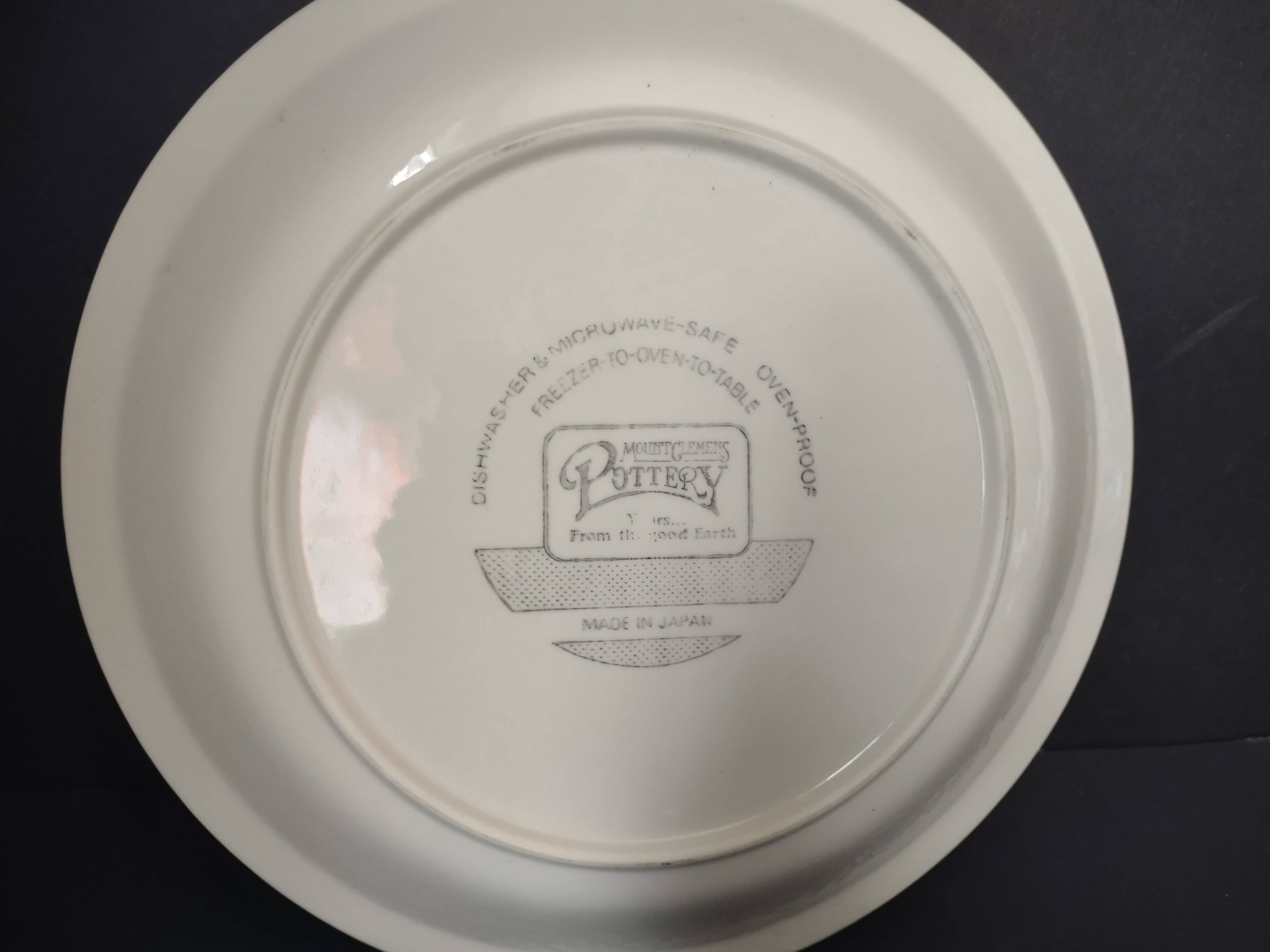 Vintage Apple Pie Recipe Pottery Plate Green Brown Transfer Japan [6356]