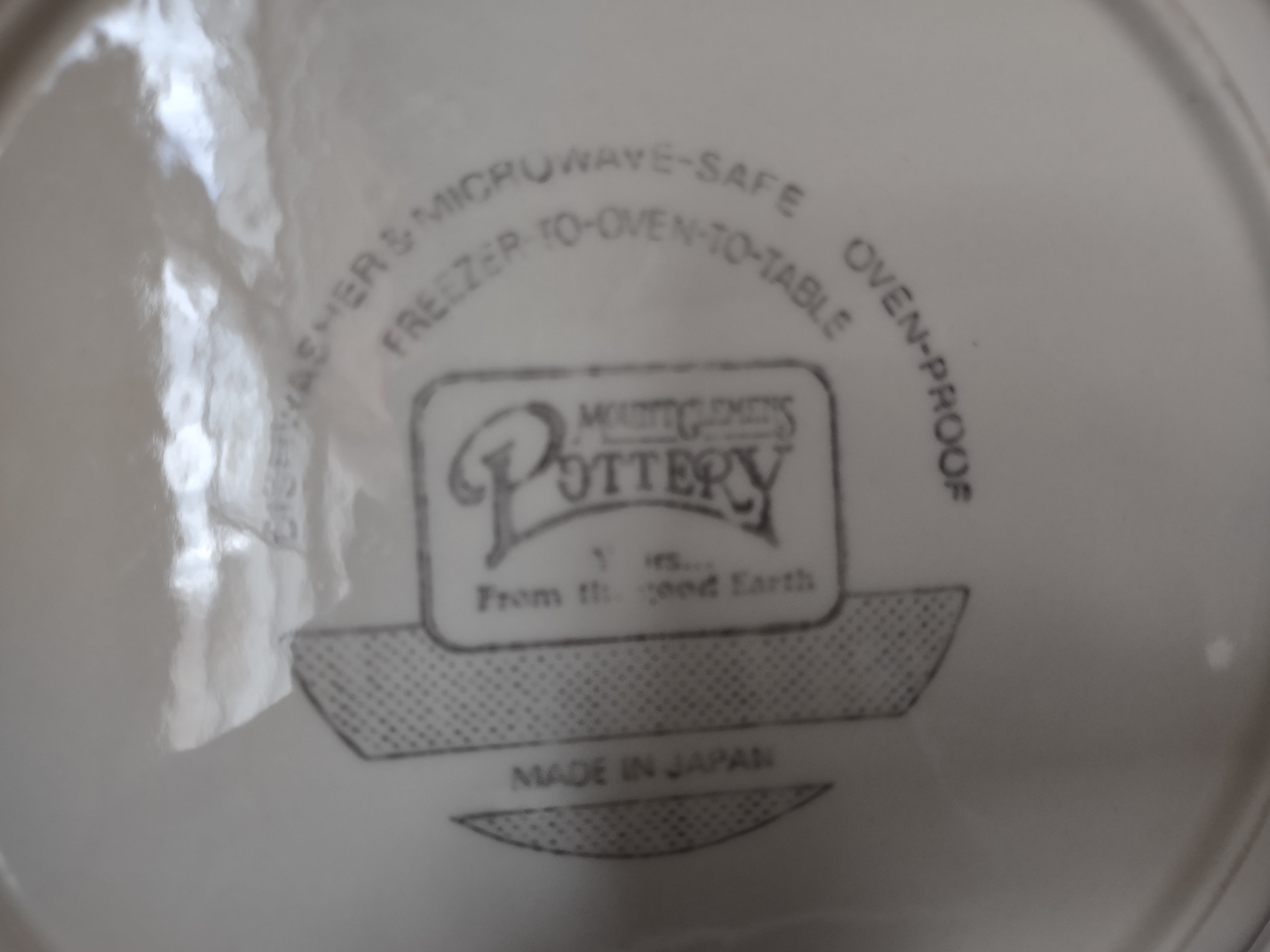 Vintage Apple Pie Recipe Pottery Plate Green Brown Transfer Japan [6356]