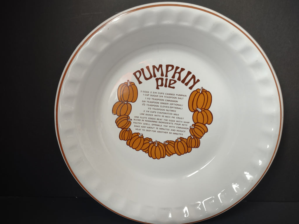 Vintage Pfaltzgraff Pumpkin Pie Recipe Plate Orange Brown Transfer USA [6357]