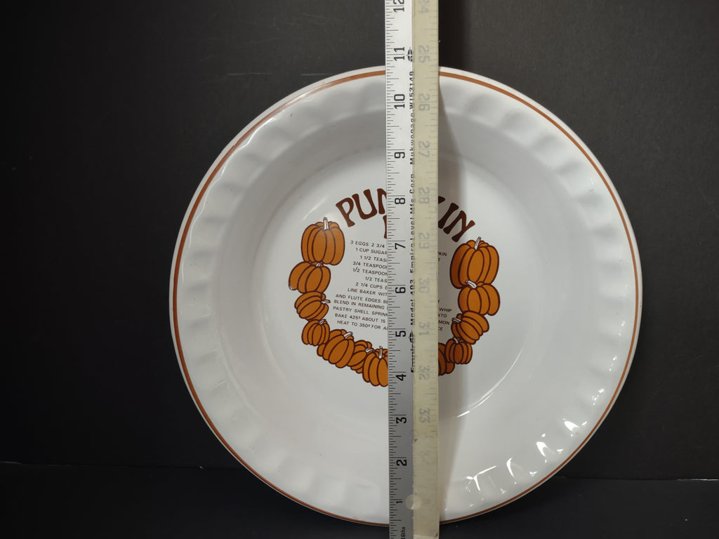 Vintage Pfaltzgraff Pumpkin Pie Recipe Plate Orange Brown Transfer USA [6357]