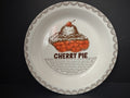 Vintage Cherry Pie Recipe Plate Orange Brown Transfer Scallop Rim USA [6358]