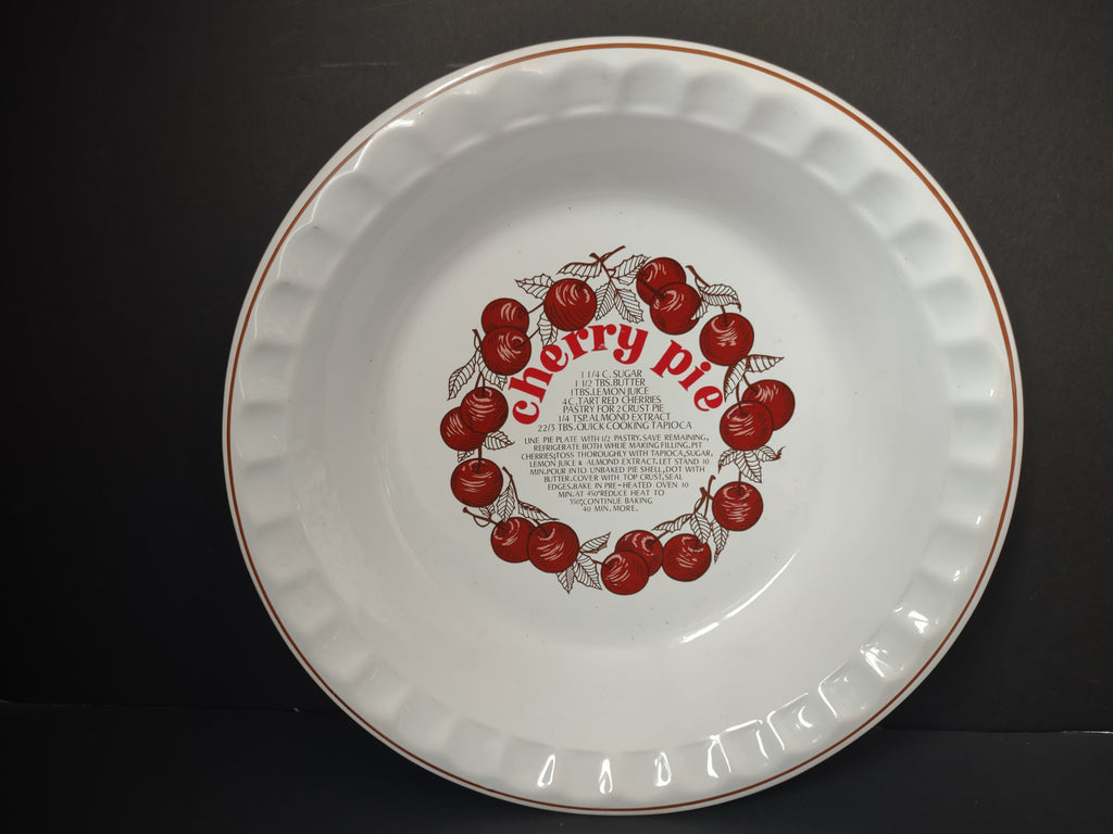 Vintage Reading China Glass Cherry Pie Recipe Plate 10.5" Portugal [6359]