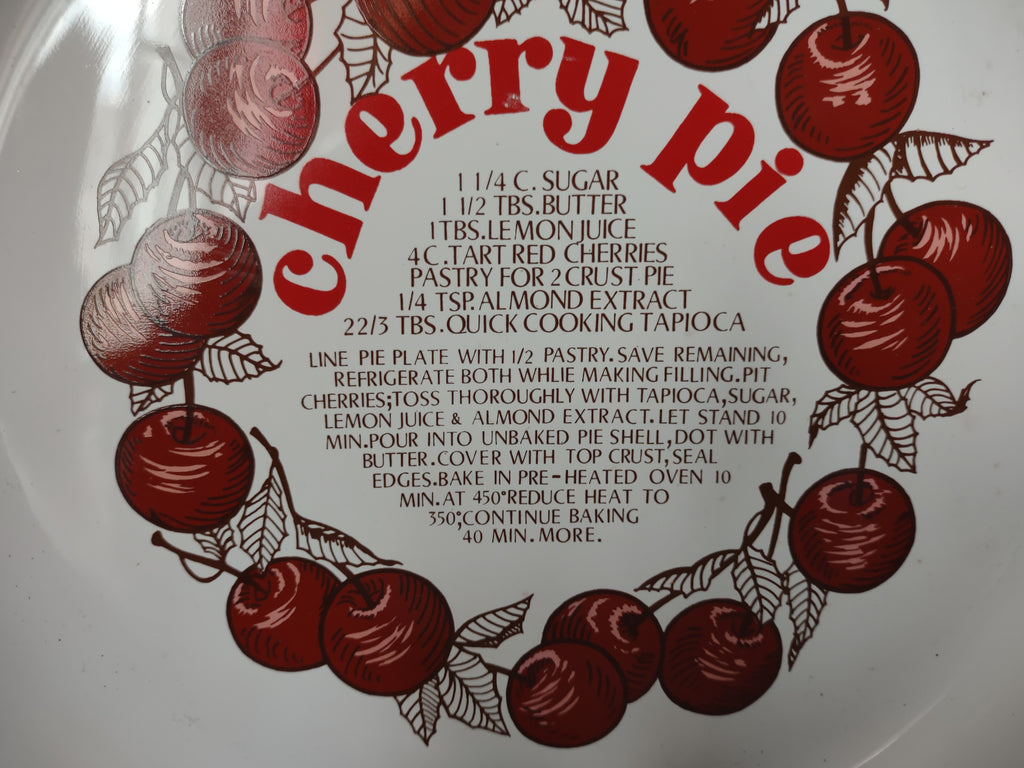 Vintage Reading China Glass Cherry Pie Recipe Plate 10.5" Portugal [6359]