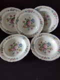 Vintage Staffordshire Soup Bowl Floral Bouquet Bone China England X 5 [6303]