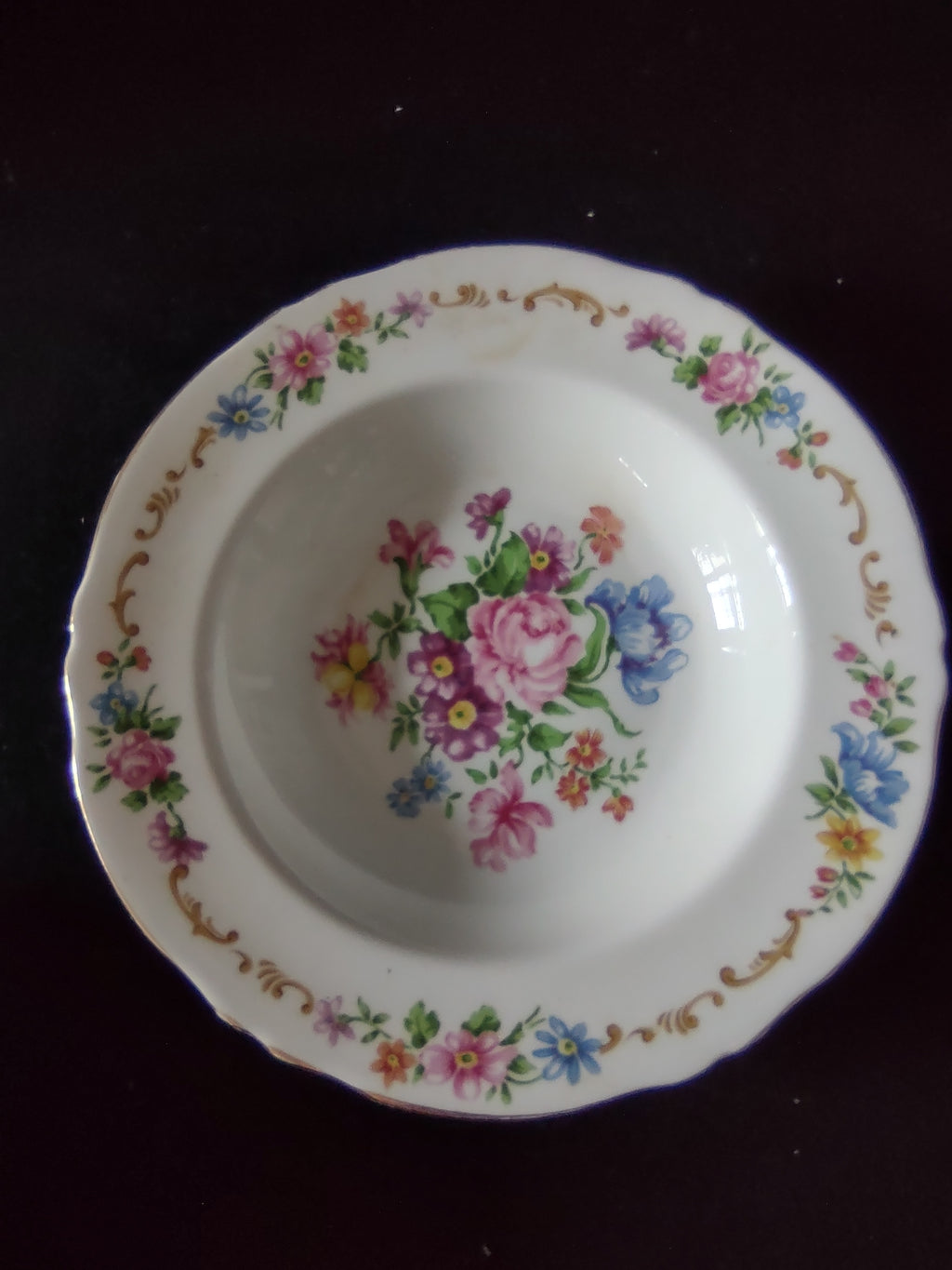 Vintage Staffordshire Soup Bowl Floral Bouquet Bone China England X 5 [6303]