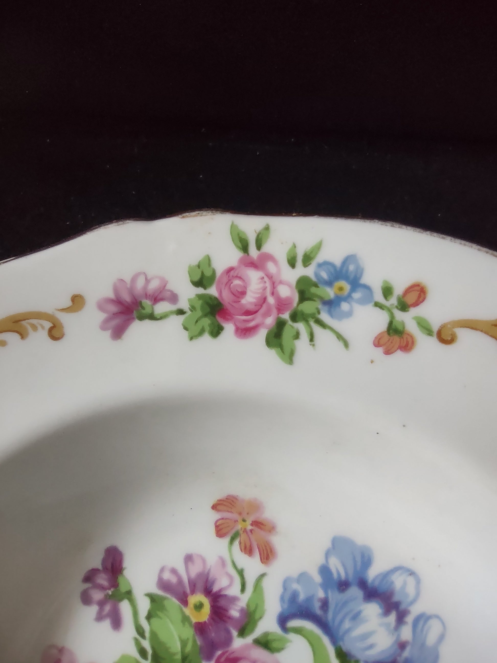 Vintage Staffordshire Soup Bowl Floral Bouquet Bone China England X 5 [6303]