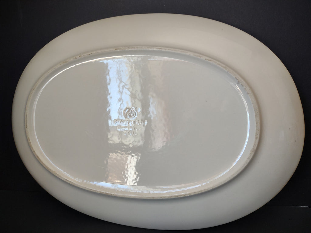 Vintage Pfaltzgraff Oval Serving Platter Pink & Mint Rim 13" [6363]