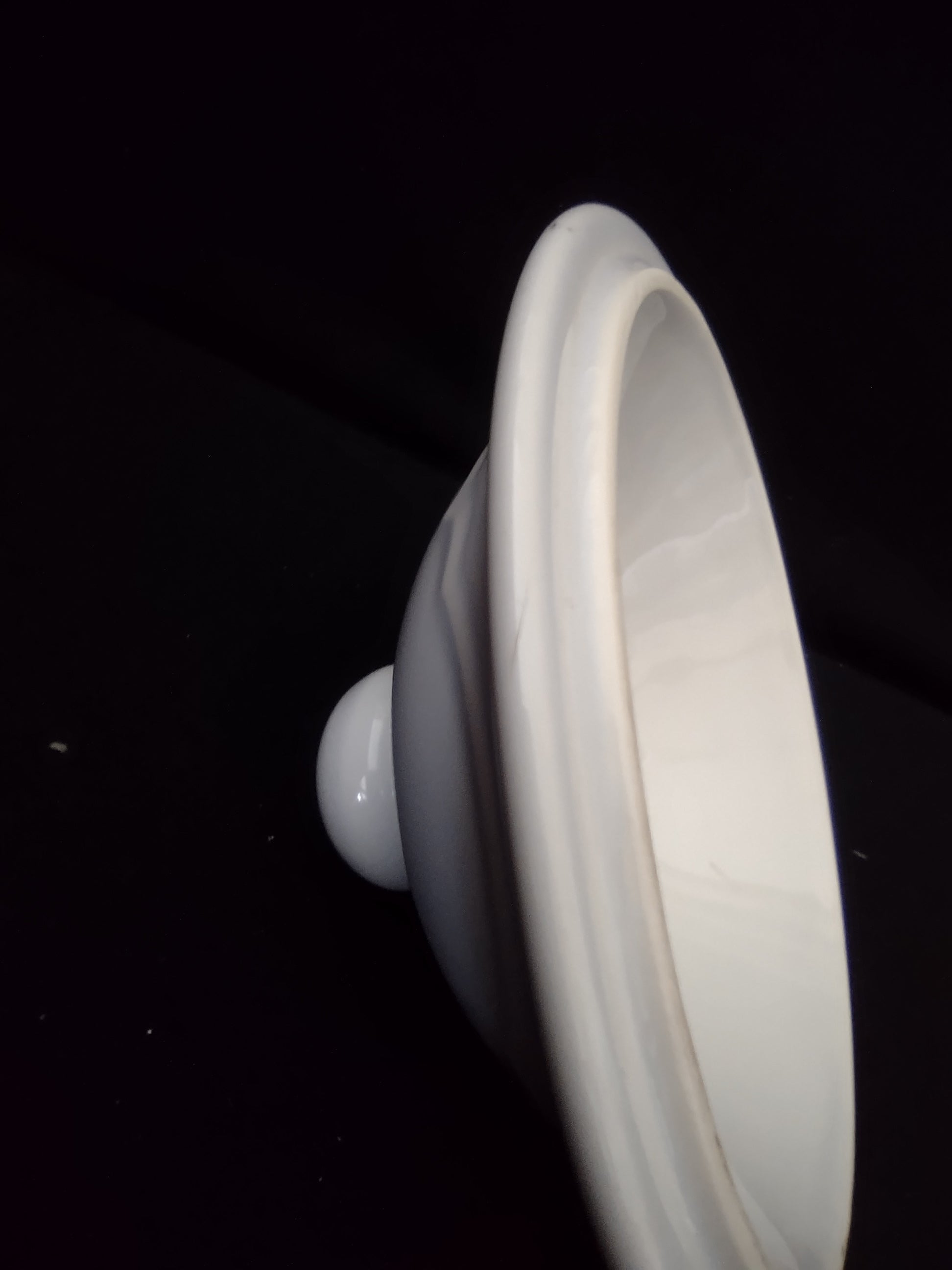 Vintage Pfaltzgraff Blue Rose Dome Lid with Ball Knob White Ceramic [6319]