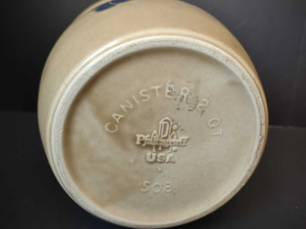 Vintage Pfaltzgraff Village Blue Floral Stoneware 2 Qt Canister IMPERFECT [6365]