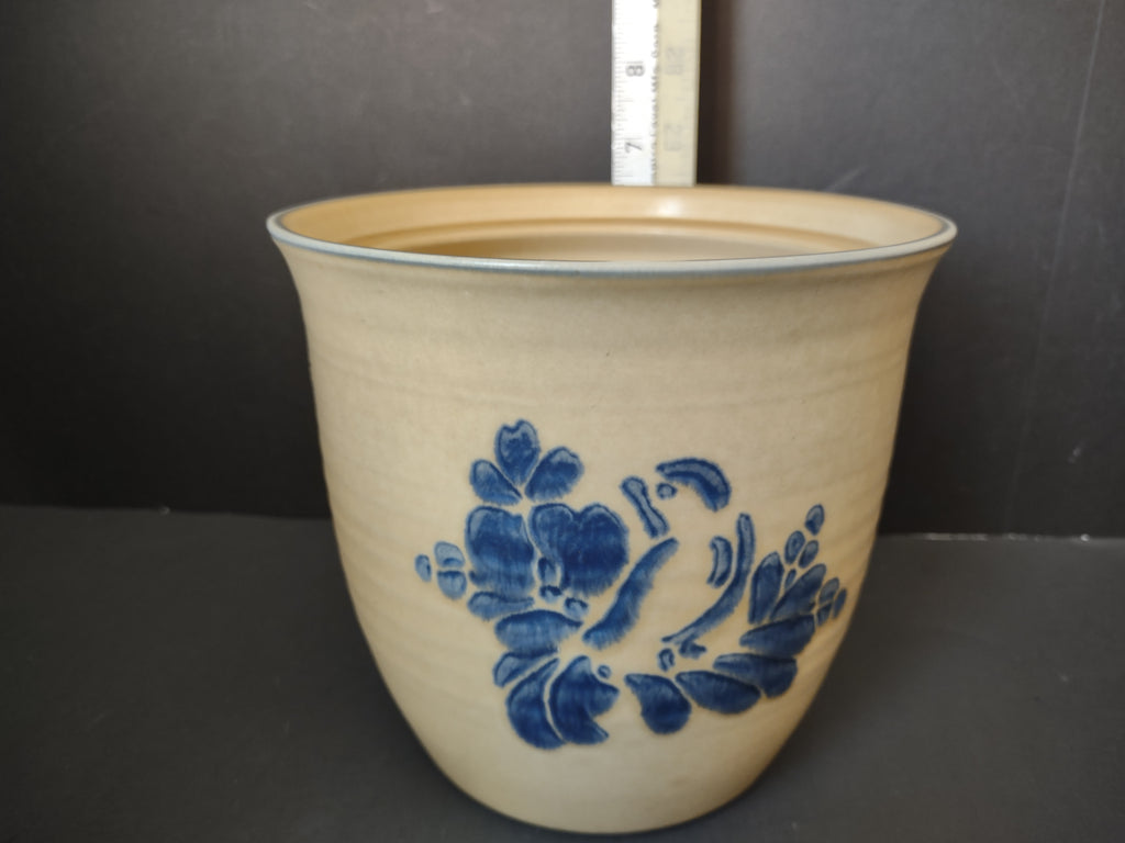 Vintage Pfaltzgraff Village Blue Floral Stoneware 2 Qt Canister IMPERFECT [6365]
