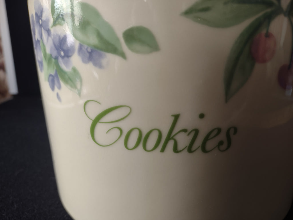 Vintage Pfaltzgraff Garden Party Cookie Jar W/Lid Stoneware Cottagecore [6325]