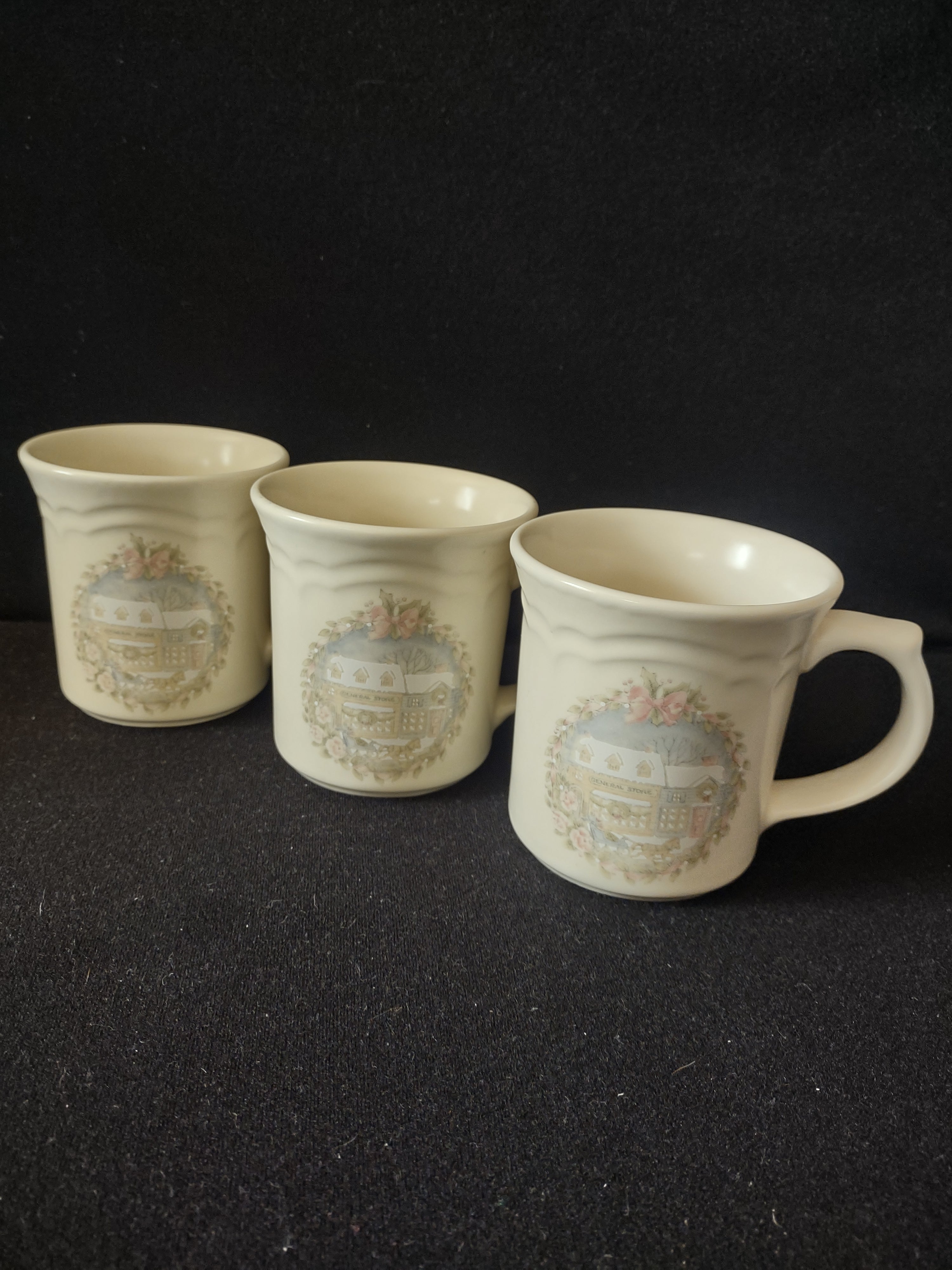 Vintage Pfaltzgraff Stoneware Mugs Heirloom Cottagecore Set Of 3 (6326)
