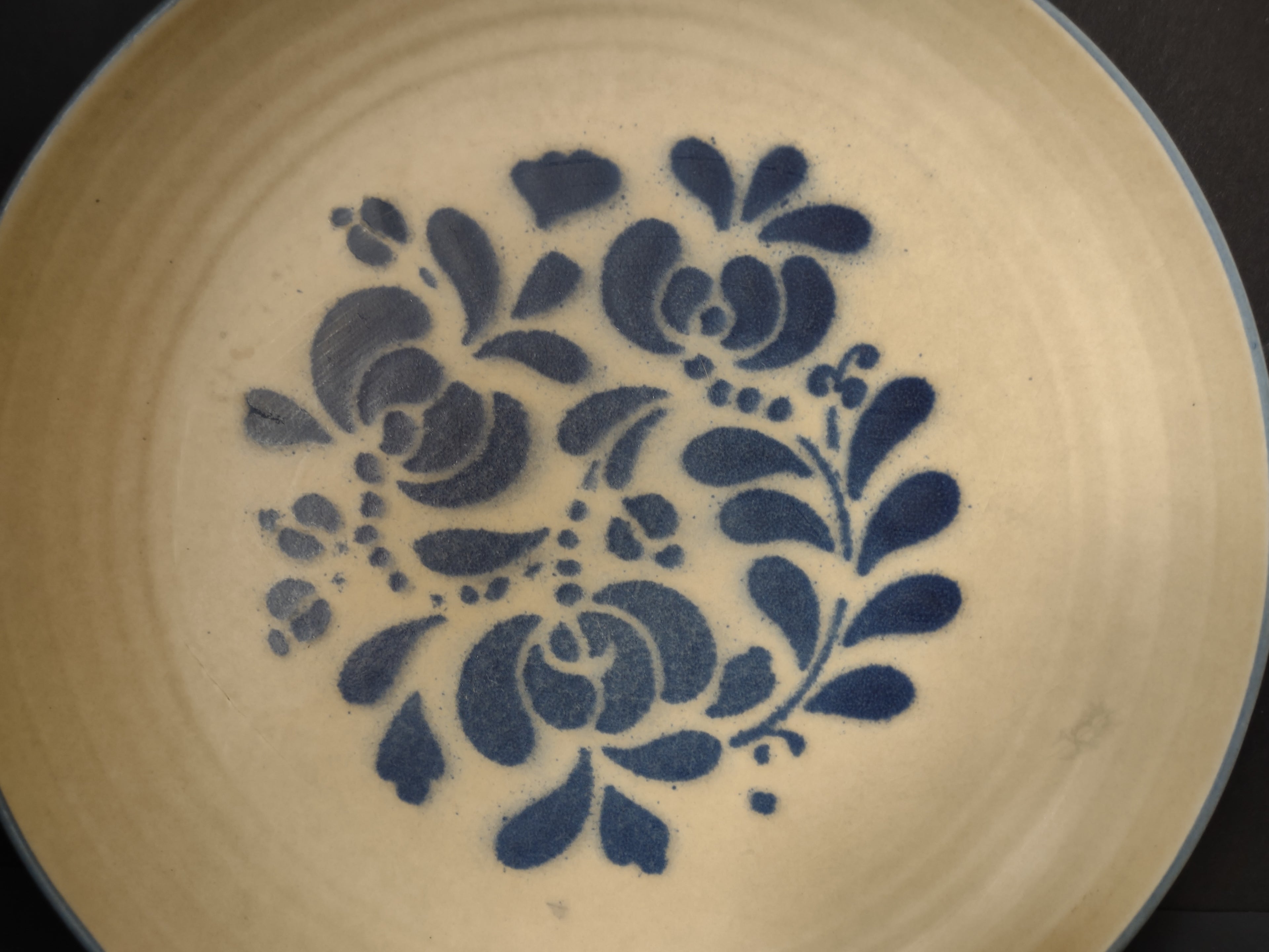 Vintage Pfaltzgraff Village Blue Floral Stoneware Dinner Plate 10.5" [6369]