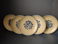 Vintage Pfaltzgraff Village Blue & Cream Small Plates Set of 5 USA [6370]