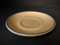 Vintage Pfaltzgraff Tan & Blue Rim Saucer USA Pottery Collectible [6371]