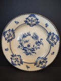 Vintage Stoke China England Blue White Floral Transfer Plate Gold Rim [6372]