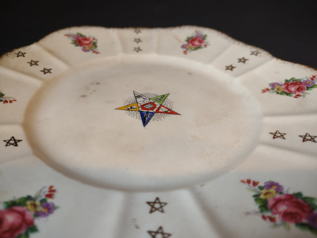Vintage Royal Stuart England OES Eastern Star Rose Floral Plate Gold [6373]
