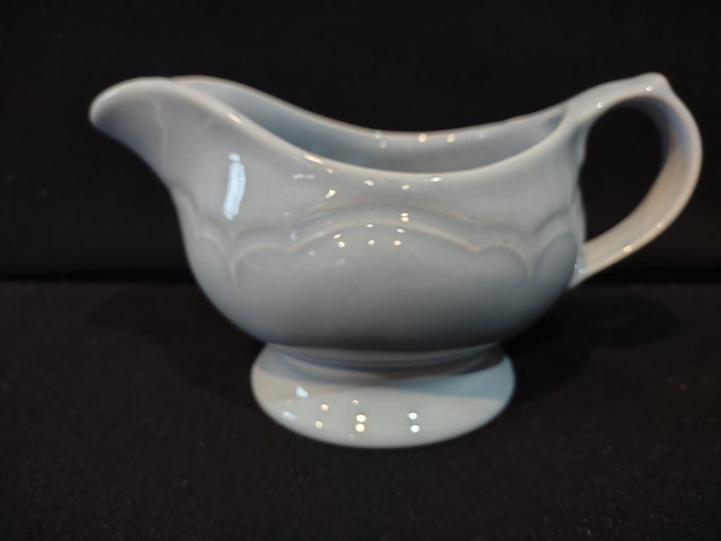 Vintage Pfaltzgraff Gravy Server Boat Footed Blue Ceramic Pottery [6327]